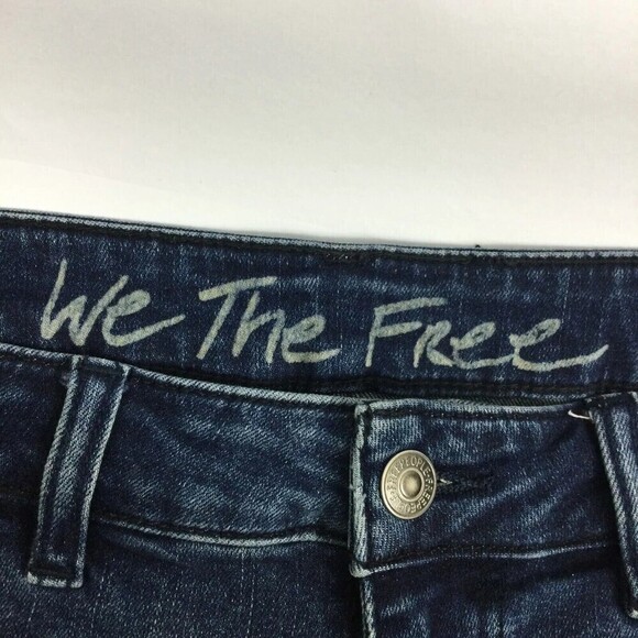 Free People We The Free Jet Pocket Zip Skinny Ankle Blue Denim Jeans Size 28 - Picture 5 of 10